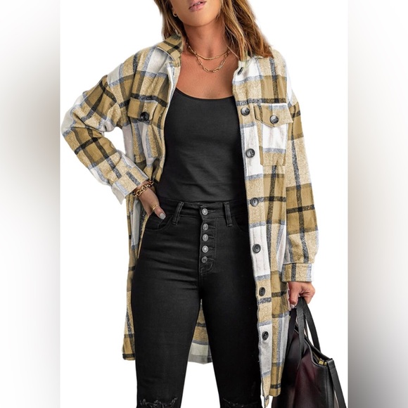 NWT Long Length Cotton Flannel Shacket - Picture 8 of 16